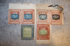 LOT OF 6 ORIGINAL ANTIQUE 1850'S E.S. CURTIS INK BOTTLE LABELS
