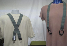 Adjustable Elastic Y-Back Suspender Leather Button Tab Gray or Green Suspender