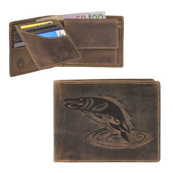 Greenburry GeldböRse Einzigartige Hecht-PräGung Vintage – Leder Antikbraun-image