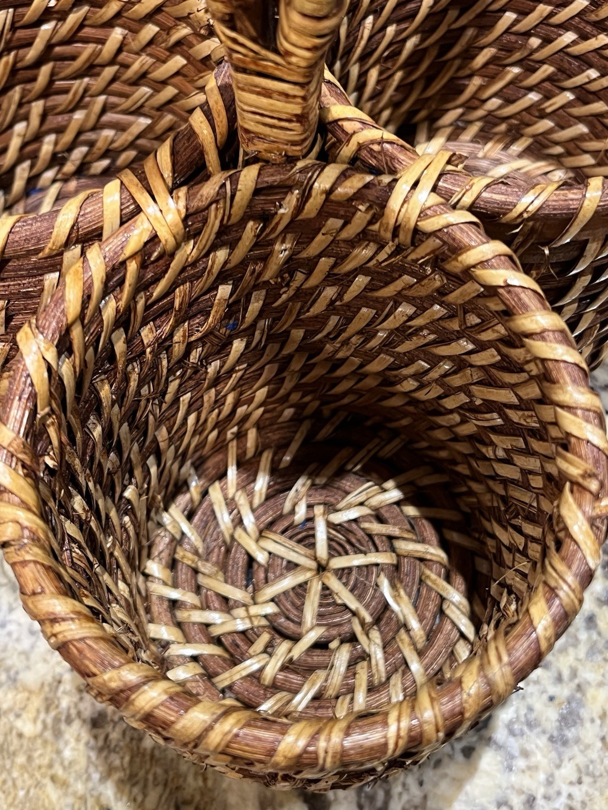 Vintage 3 Slot Rattan Woven Utensil Caddy  Natural