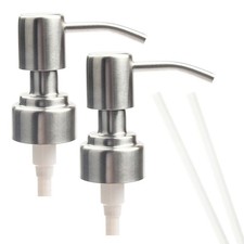 2X Soap Pump Liquid Replacement Dispenser Head Nozzles Stainless Steel Brushed