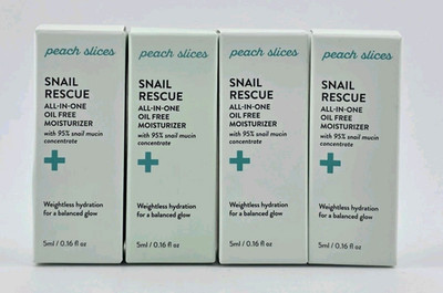 4x Peach Slices Snail Rescue All In One Oil Free Moisturizer MINI .16 oz