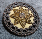 Large Vintage Antique Victorian Pierced Metal & Celluloid Button Star Design — photo 2