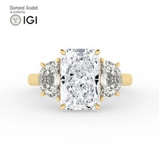 Radiant Diamond Trilogy Ring 14k Yellow Gold Labgrown 7 Ct Solitaire