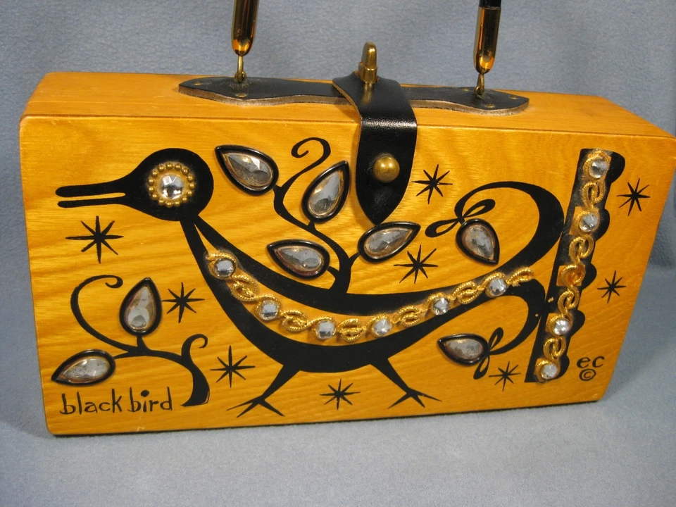 Bolso de colección Enid Collins of Texas 1964 Black Bird Box Foto 3 de 4