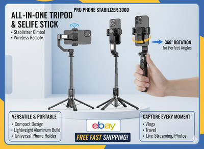 360° Handy Gimbal Stabilisator Stativ Ständer | Selfie Stick mit Licht Tracker UK