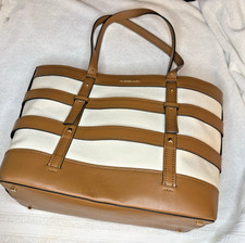 Michael Kors Marie Large Leather and Canvas Cage Tote