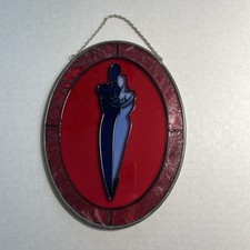Beautiful Vintage Stained Glass Window Hanging, Lovers Suncatcher, Valentine's
