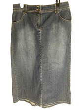 Christopher Banks A-Line Stretch Denim Maxi Skirt Women's 12 Western Boho