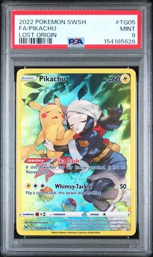 2022 POKEMON SWORD & SHIELD LOST ORIGIN #TG05 FULL ART/PIKACHU PSA 9