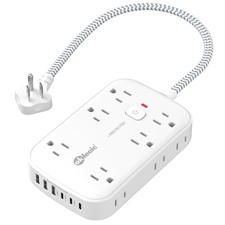 Flat Outlet Extender with 12 Inch Cord, Surge Protector Flat Plug Extension O...