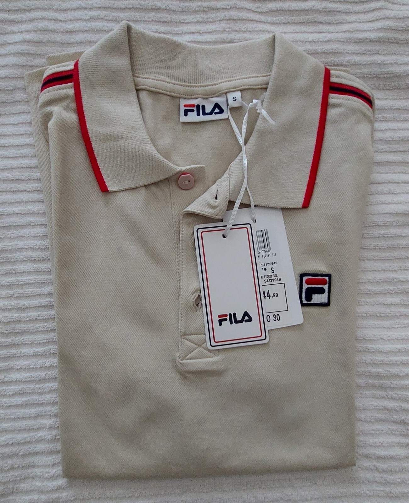Polo uomo Taglia S marca FILA Originale Manica Corta beige Cotone + Elastan