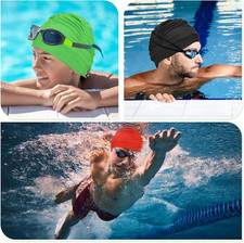 Fabric Swim Cap Polyester Swimming Hat Elastic Swimming Cap for Women and Men...