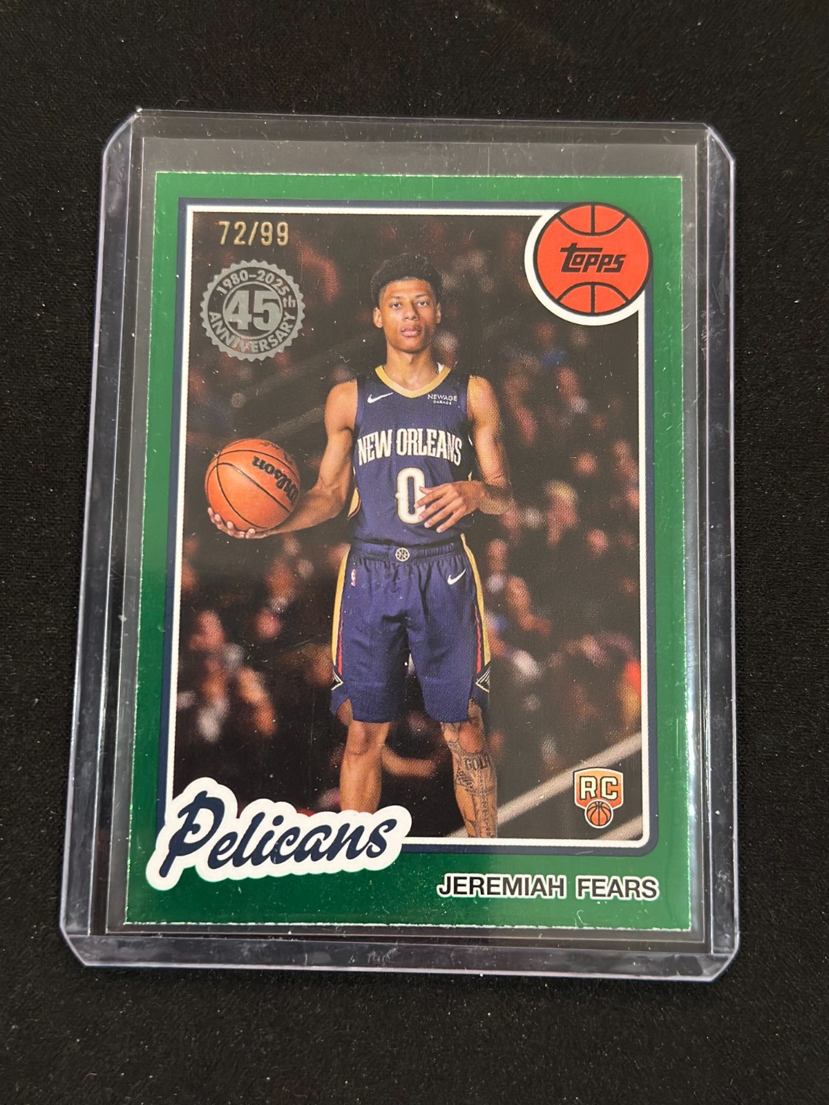 2025-26 Topps Jeremiah Fears 1980-81 GREEN RAINBOW RC #80BK-98 72/99 PELICANS