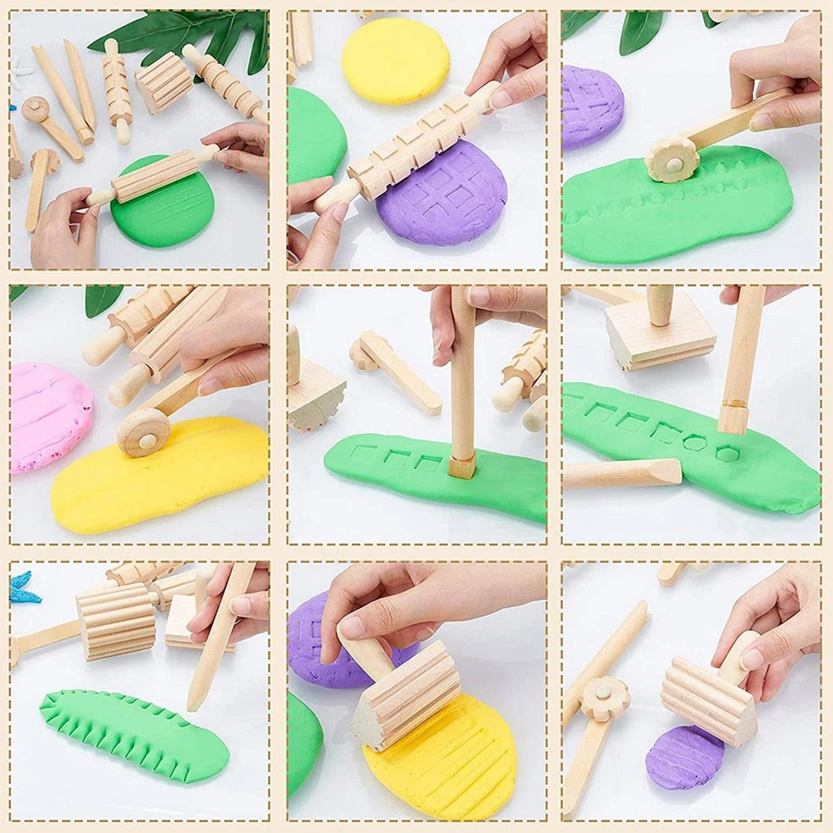 12Pcs Clay and Dough Tools Play Accessories Includes Rollers Hammer Party2373