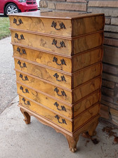 Antique Faux Book Oyster Veneer Jewelry Chest MCM Burl wood Italian French