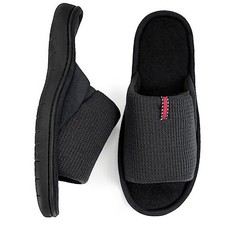 Lightweight House Slippers for Men Open Toe Soft Indoor Slip 12-13 Grey Black