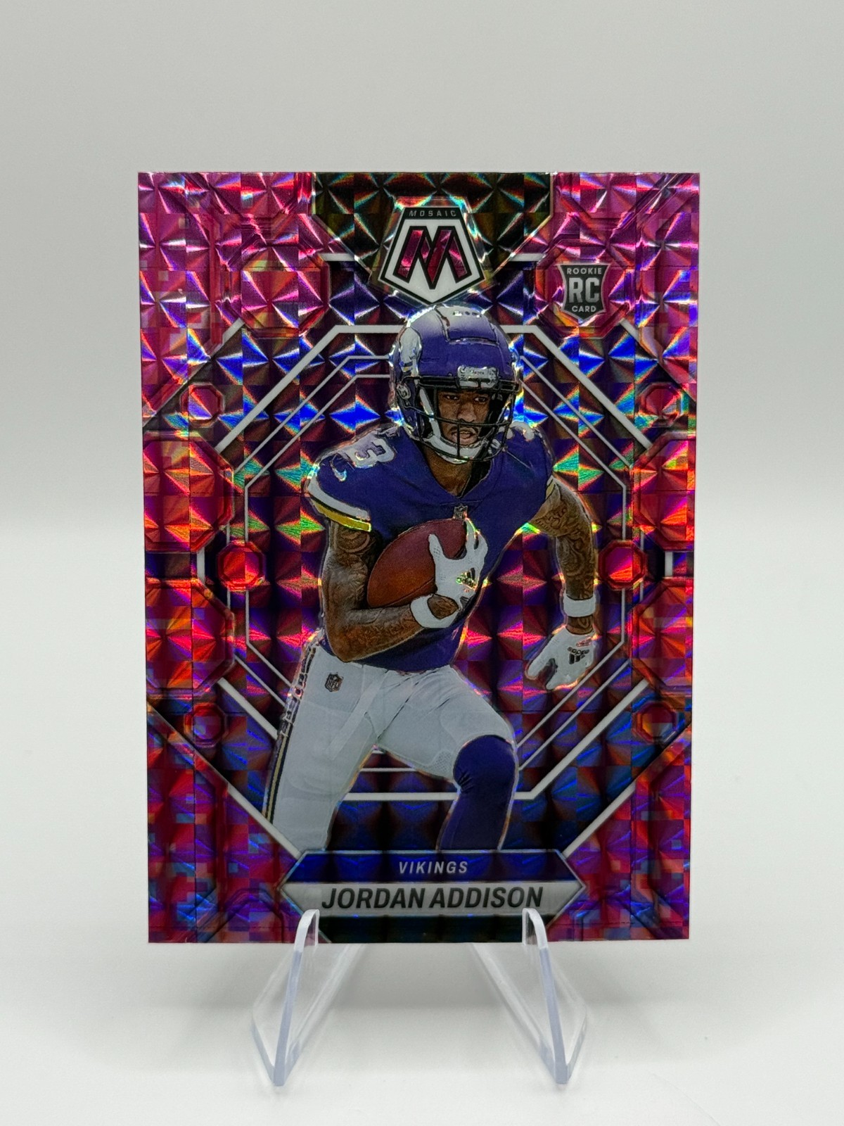 2023 Panini Mosaic - Jordan Addison Pink Camo #337 Rookie (RC) Vikings