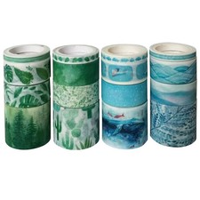 ZDOLAKIDS 16 Rolls Masking Washi Tape Set Green Forest Leaf Succulents A