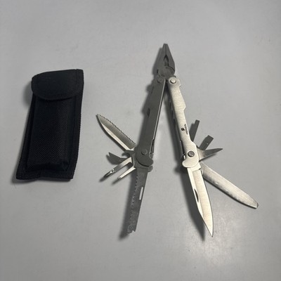 Mint Protocol 11 N 1 Silver Multi Tool + Belt Sheath Knife Blade Pliers Clean