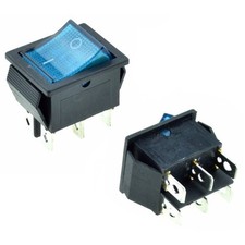 5x DPST 6-Pin Blue LED On/Off Rocker Switch Square Push-In 15A/240V 20A/120V AC