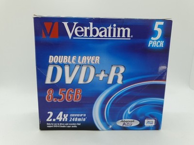 5 x Verbatim Double Layer DVD+R 8,5GB 2.4X up to 240min Neu OVP