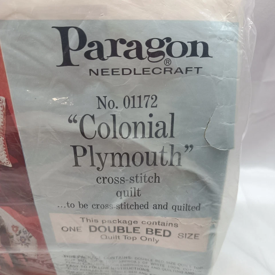Paragon Cross Stitch Quilt Kit Colonial Plymouth Double Bed Flowers Blue Birds - Image 3 of 4