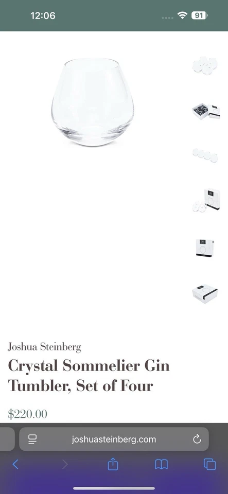 Juego de cuatro vasos de ginebra Joshua Steinberg Crystal Sommelier Foto 3 de 3