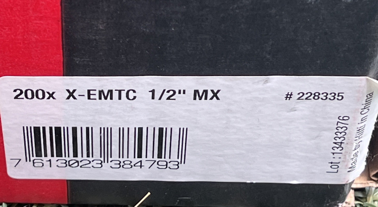 Hilti X-EMTC 1/2" MX Conduit Clips #228335 Metal Cable Holders Open Box 186pc