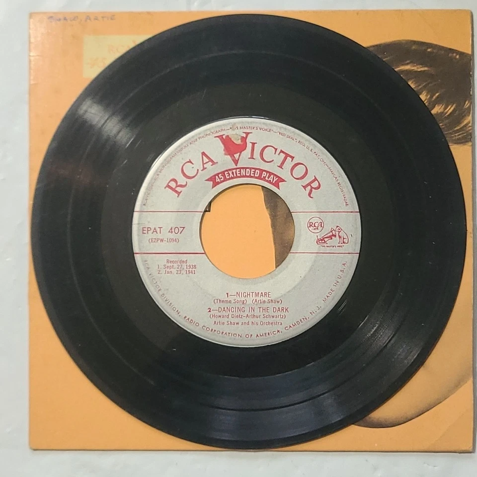 Artie Shaw ~ Moonglow/ Nightmare ~ RCA Victor EP PS 45 RPM Record Foto 3 de 4