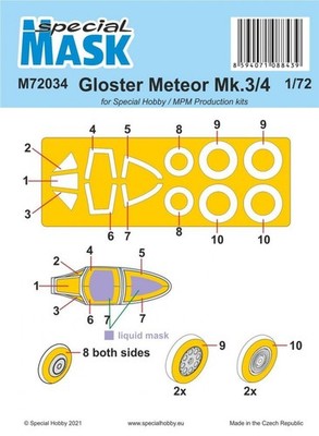 MW22 SPECIAL HOBBY M72034 GLOSTER METEOR MK.3/4 MASK MASK 1/72
