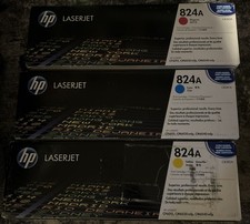 LOT OF 3 HP 824A CB381A/CB382A/CB383A Magenta/Cyan/Yellow Toner New Sealed