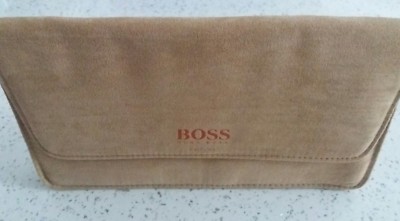 HUGO BOSS PARFUMS FRAGRANCE POUCH /COSMETIC MAKE-UP BAG BROWN