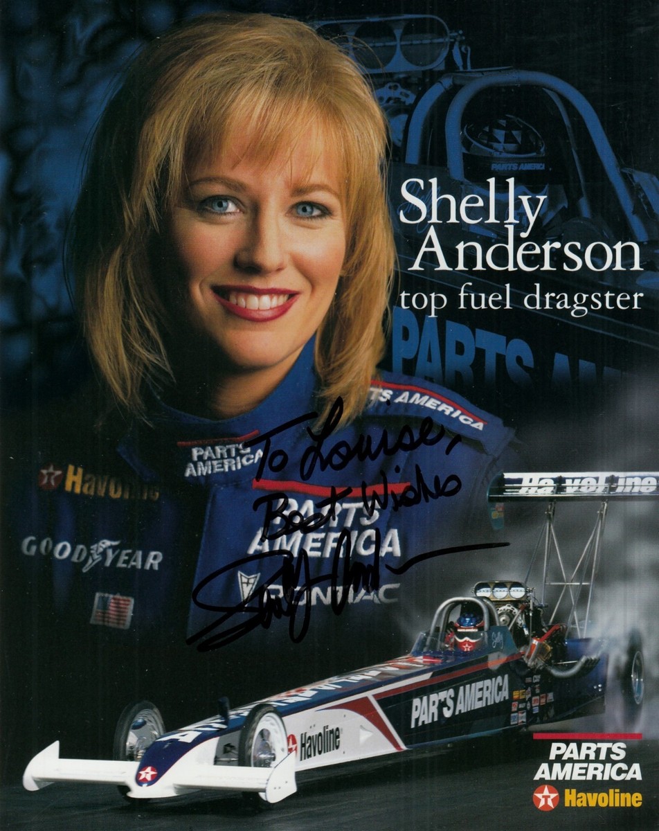 SHELLY ANDERSON hand-signed TOP FUEL DRAGSTER color 8x10 w