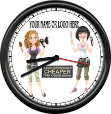 Personalized Hair Salon Stylist Name Logo Gift Art Sign Beauty Parlor Wall Clock