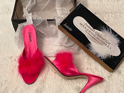 Marabou Mules Fredericks Of Hollywood Marabou Slippers New Vtg