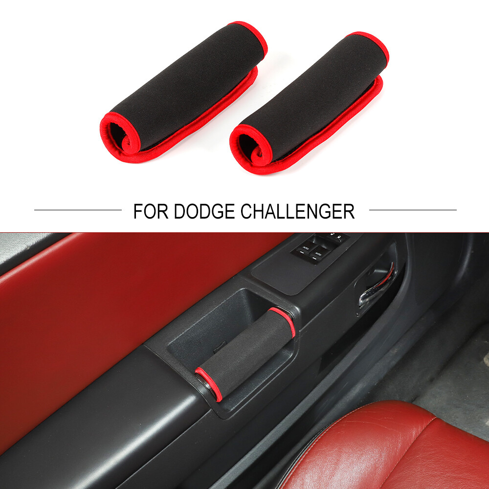 2pcs Red Inner Door Pull Handles Grab Protector Cover for Dodge