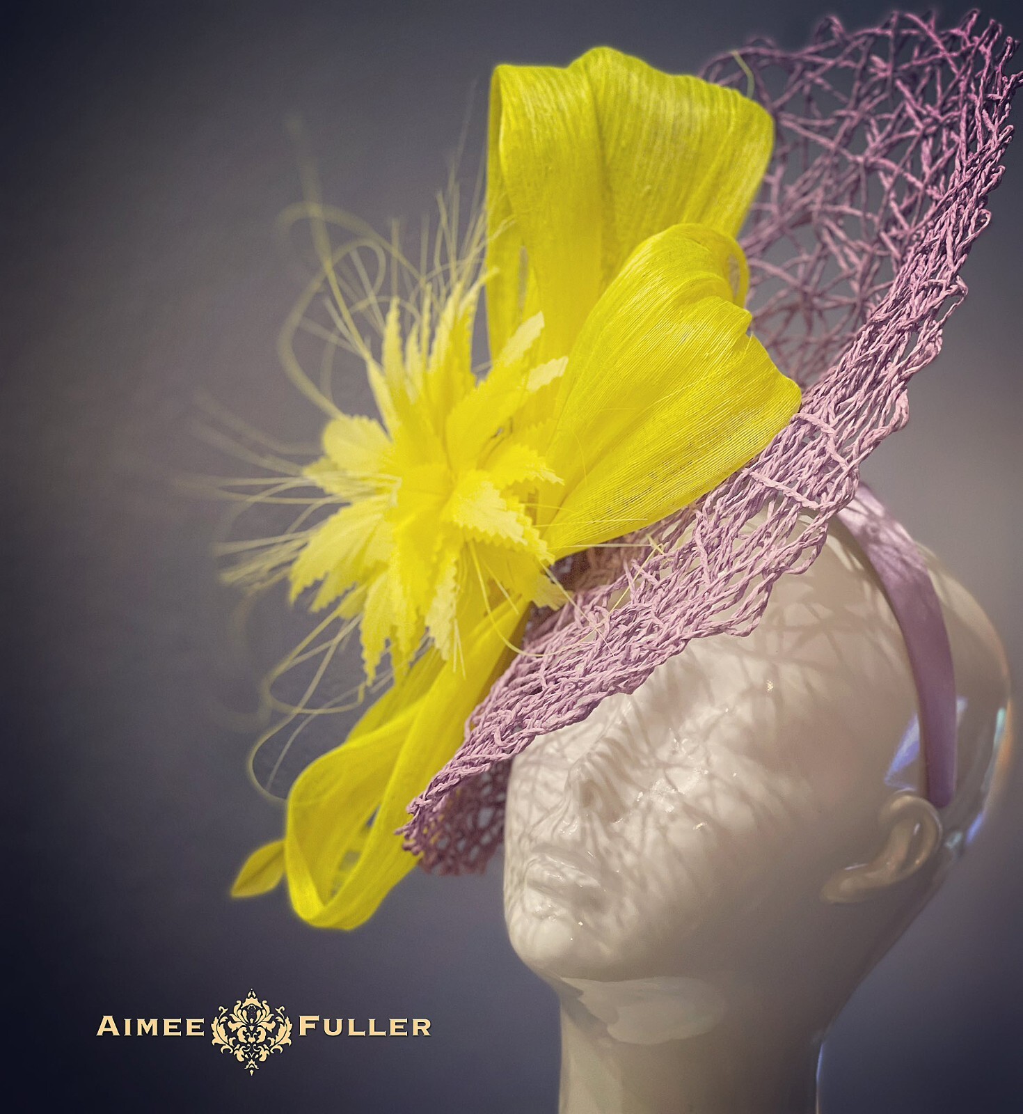 Purple Lavender Yellow Silk Fascinator Royal Ascot Hat Kentucky Derby Del Mar image 5