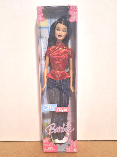 CITY STYLE BARBIE-MATTEL 2005-SCHÖNE BRÜNETTE PUPPE-TOLLES GESICHT-ASIATISCH INSPIRIERT TOP