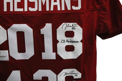 Steve Owens Billy Sims & Jason White Signed College Style Red XL Jersey 29494 - Picture 3 of 5