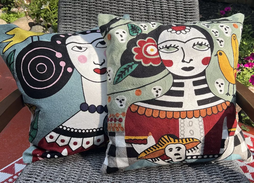 Frida kahlo embroidered clearance pillows