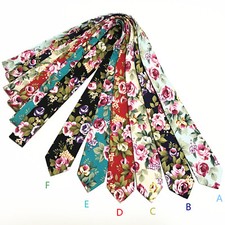 Cotton Skinny Slim 2.25" Floral Paisley Neck tie and  Pocket Square Hankie 120