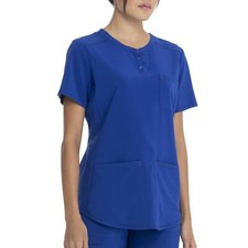 Scrubstar Supreme Stretch Antimicrobial VNeck Placket Scrub Top Electric Blue XS