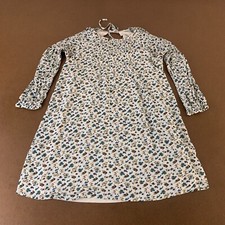 Old Navy Women's Size Medium Ivory Blue Floral Print Long Sleeve Shift Dress