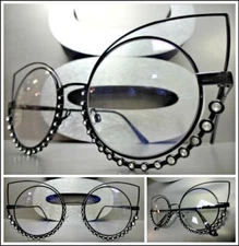 OVERSIZED EXAGGERATED 60s RETRO CAT EYE Style Clear Lens EYE GLASSES Black Frame