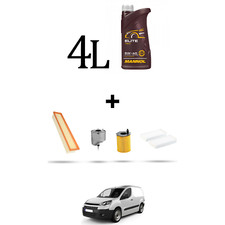 HOFFCAR Kit tagliando 4 FILTRI e 4L OLIO per Citroen Berlingo II 1.6 HDI 66kw da