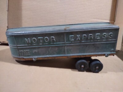VINTAGE PRESSED STEEL HUBLEY #507 MOTOR EXPRESS TOY TRACTOR TRAILER