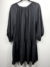 NWT H&M Black Peasant Oversized Dress Size M Cottage Core Boho Sheer