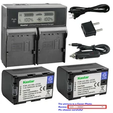 Kastar Battery LCD Dual Fast Charger for JVC SSL-JVC50 JVC GY-HM200SP Camcorder