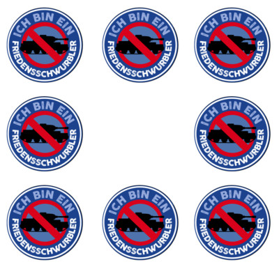 8-200x Einkaufswagen Sticker 4cm Papier-Aufkleber Ich bin ein Friedensschwurbler
